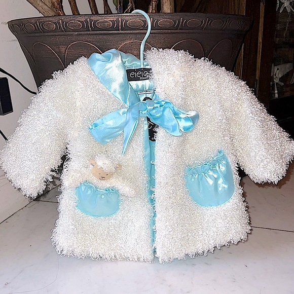 New with tag EIEIO mudpie Lamb Hooded Jacket 0-12 months - Picture 2 of 7